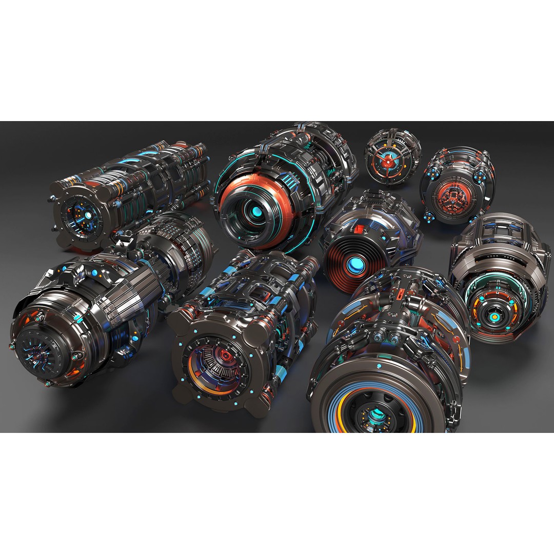 Sci Fi Mega Elements 3D Model – Subdivision Ready Kitbash Pack, FBX/OBJ - View 17