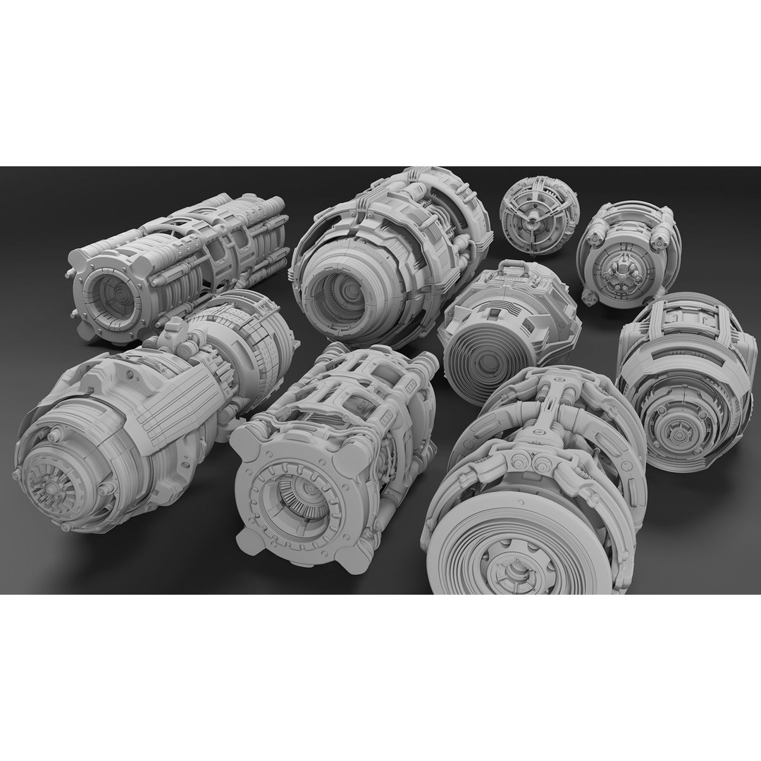 Sci Fi Mega Elements 3D Model – Subdivision Ready Kitbash Pack, FBX/OBJ - View 18