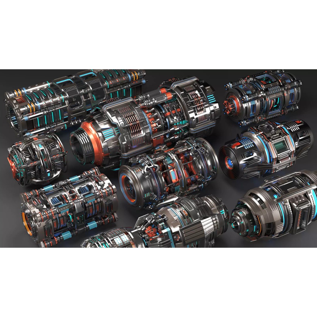 Sci Fi Mega Elements 3D Model – Subdivision Ready Kitbash Pack, FBX/OBJ - View 2