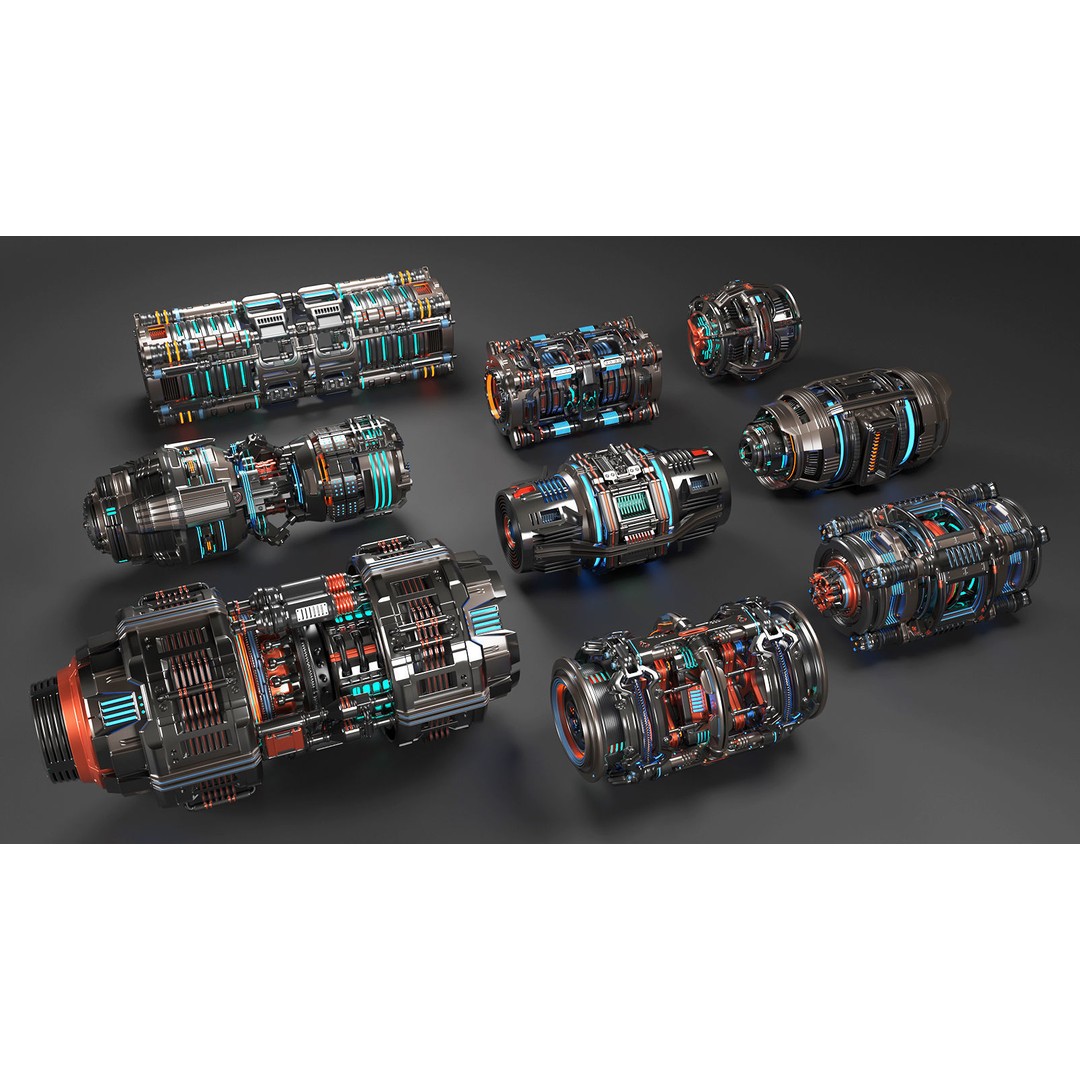 Sci Fi Mega Elements 3D Model – Subdivision Ready Kitbash Pack, FBX/OBJ - View 4