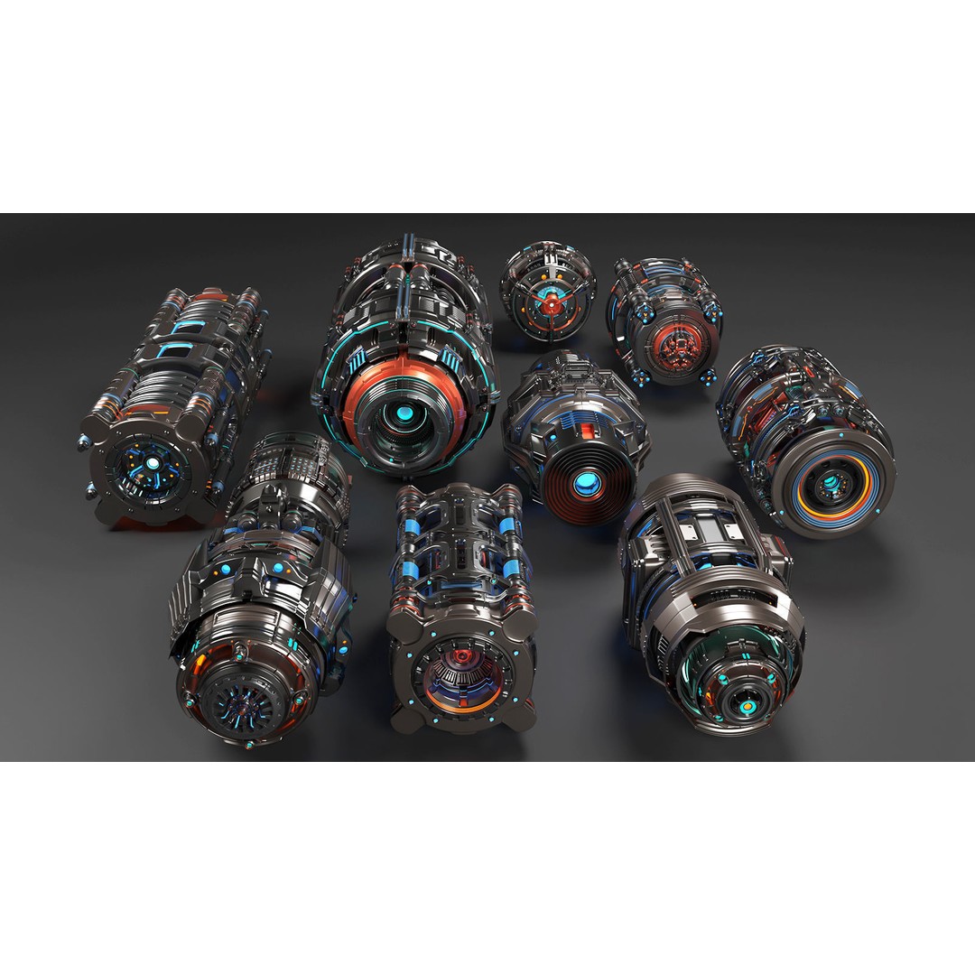 Sci Fi Mega Elements 3D Model – Subdivision Ready Kitbash Pack, FBX/OBJ - View 5