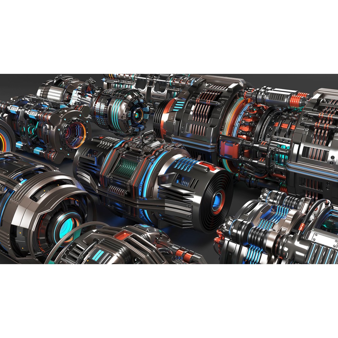 Sci Fi Mega Elements 3D Model – Subdivision Ready Kitbash Pack, FBX/OBJ - View 6