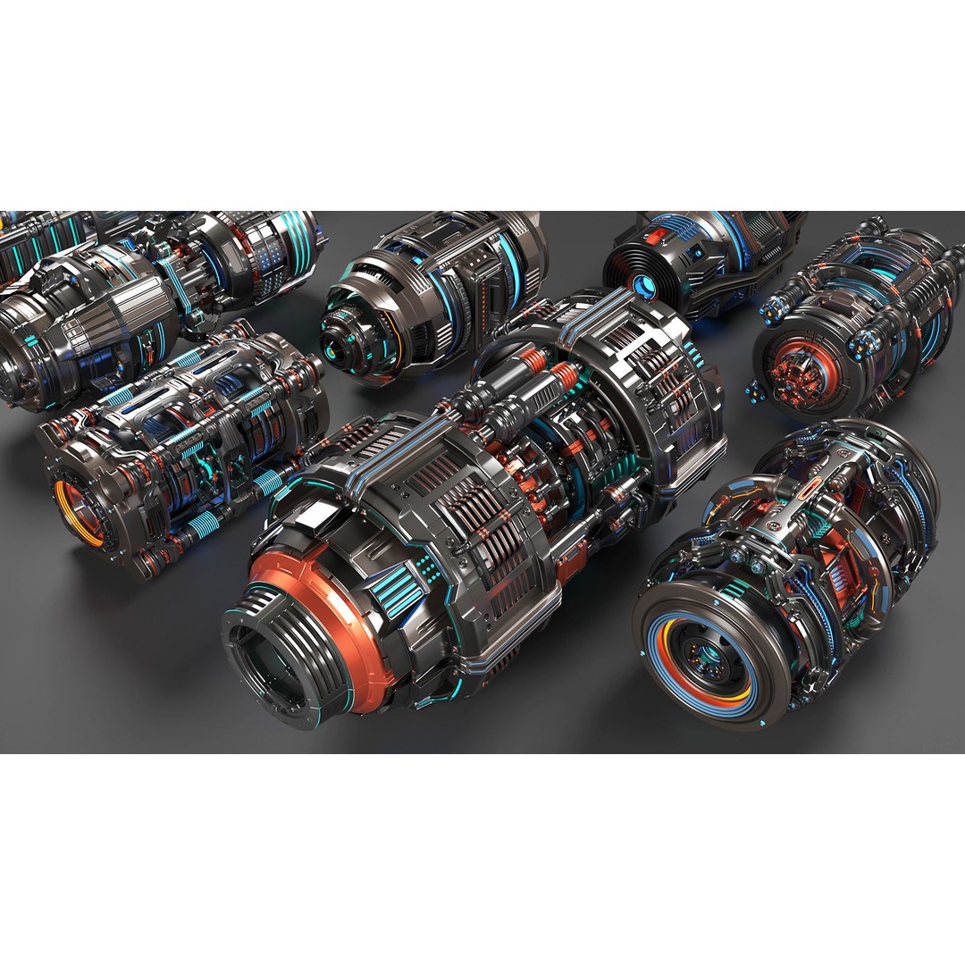 Sci Fi Mega Elements 3D Model – Subdivision Ready Kitbash Pack, FBX/OBJ - View 7