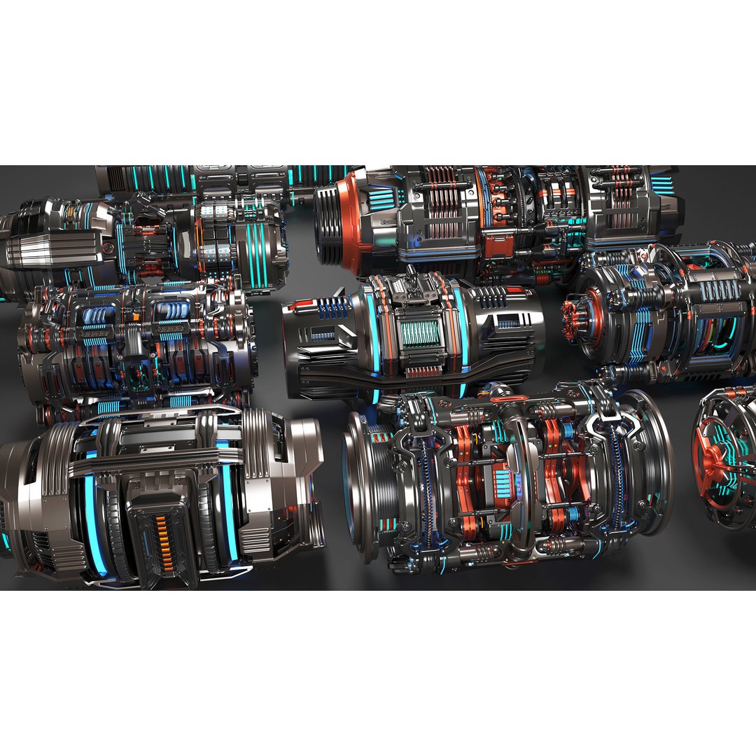 Sci Fi Mega Elements 3D Model – Subdivision Ready Kitbash Pack, FBX/OBJ - View 9