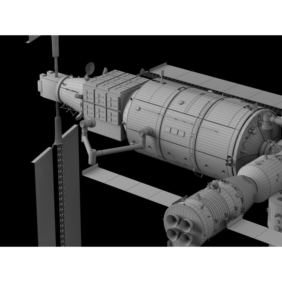 Tiangong Space Station 3D Model – Low Poly Rigged Asset, FBX