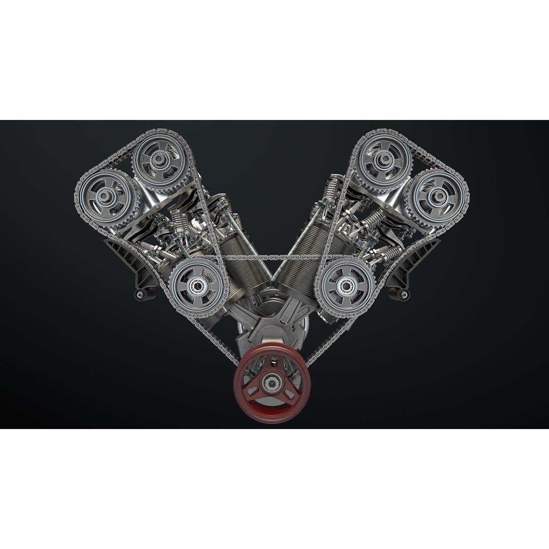 W8 Engine 3D Model – Animated Rigged Vehicle Part, PBR Textures - View 10