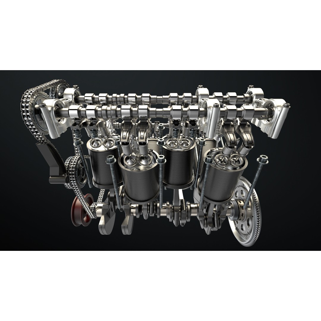 W8 Engine 3D Model – Animated Rigged Vehicle Part, PBR Textures - View 11