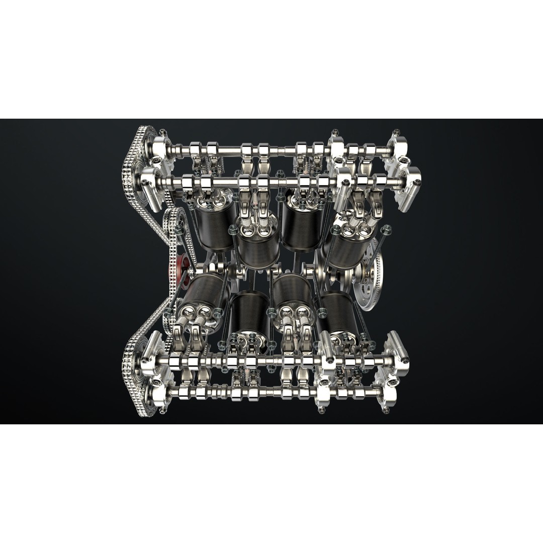 W8 Engine 3D Model – Animated Rigged Vehicle Part, PBR Textures - View 12