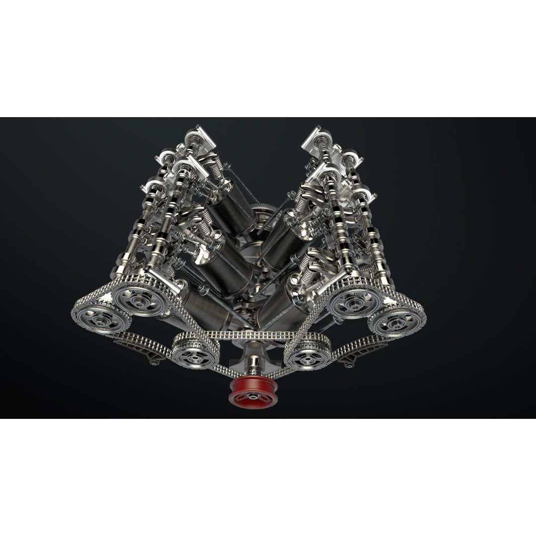 W8 Engine 3D Model – Animated Rigged Vehicle Part, PBR Textures - View 15