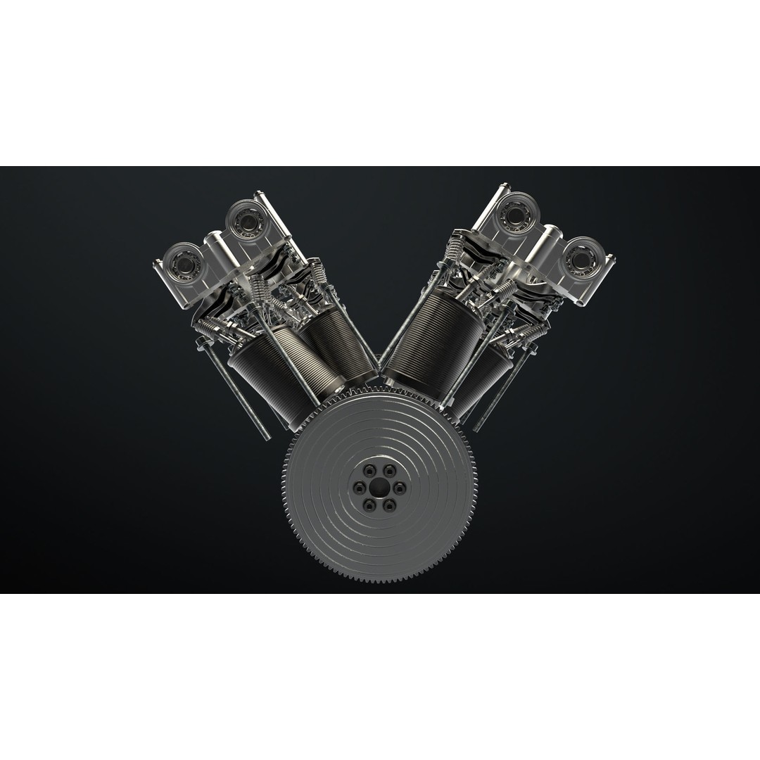 W8 Engine 3D Model – Animated Rigged Vehicle Part, PBR Textures - View 16
