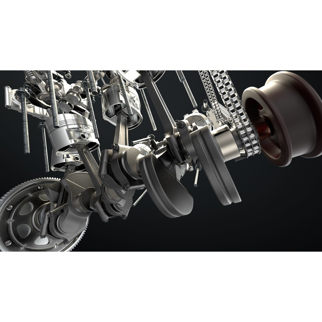 W8 Engine 3D Model – Animated Rigged Vehicle Part, PBR Textures - View 18