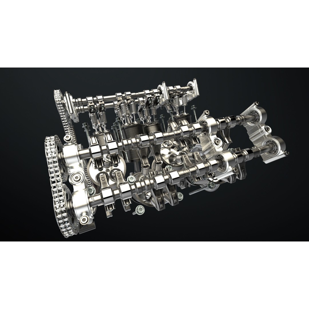 W8 Engine 3D Model – Animated Rigged Vehicle Part, PBR Textures - View 21