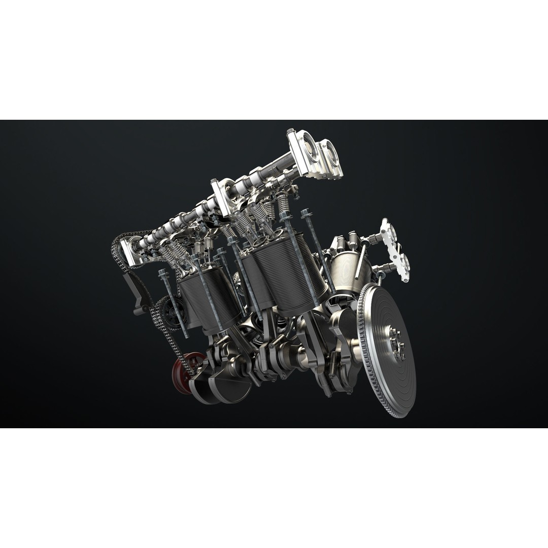 W8 Engine 3D Model – Animated Rigged Vehicle Part, PBR Textures - View 22