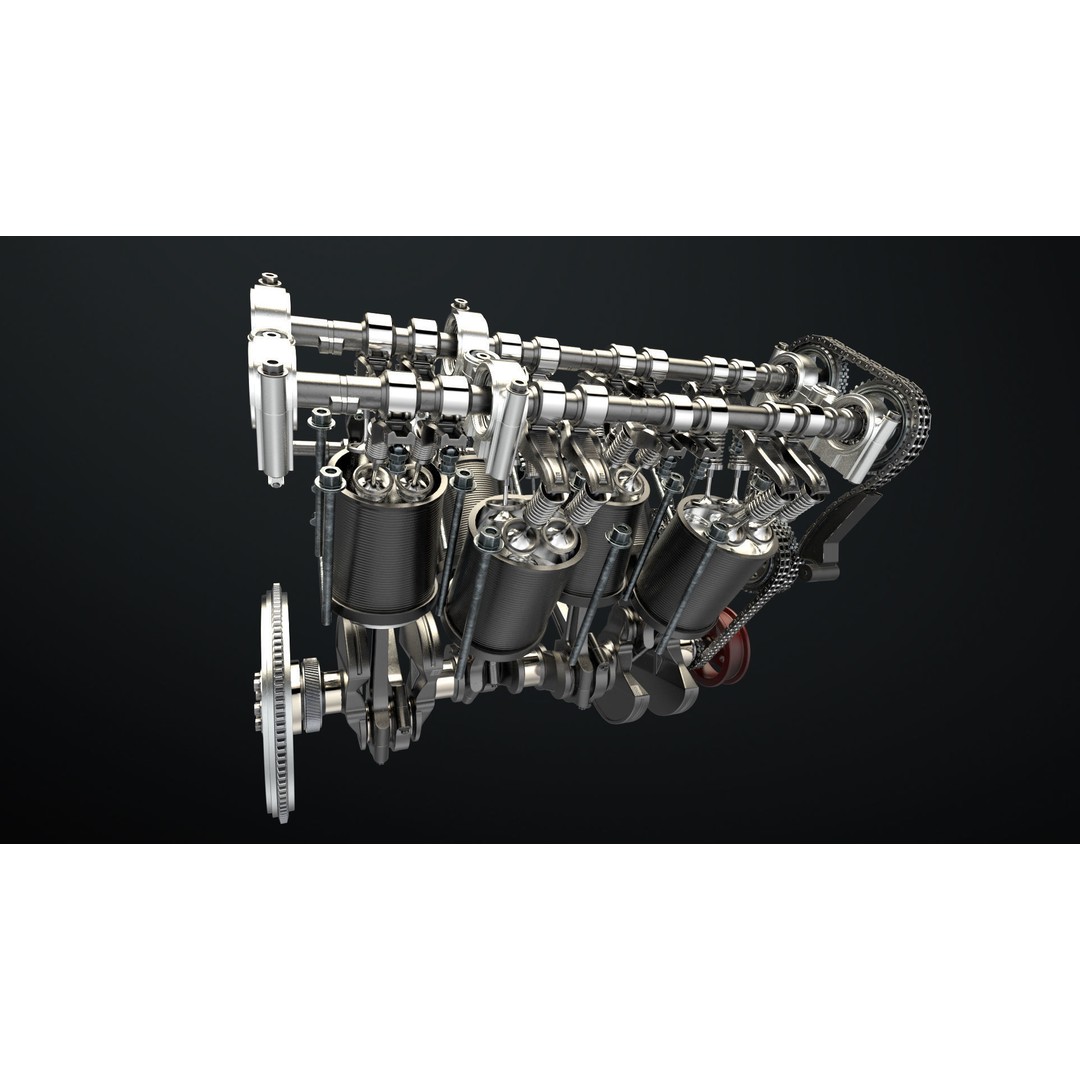 W8 Engine 3D Model – Animated Rigged Vehicle Part, PBR Textures - View 23