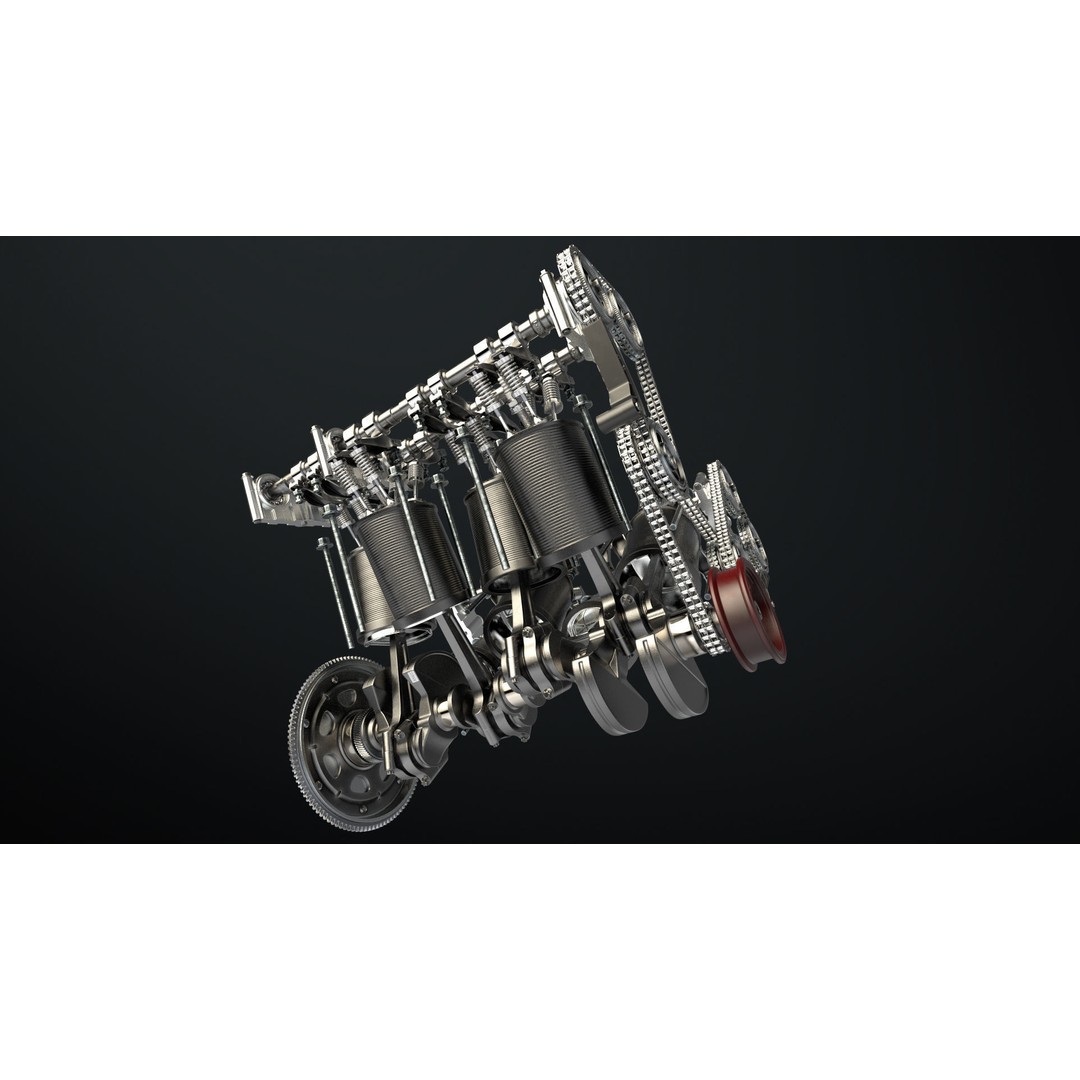 W8 Engine 3D Model – Animated Rigged Vehicle Part, PBR Textures - View 24