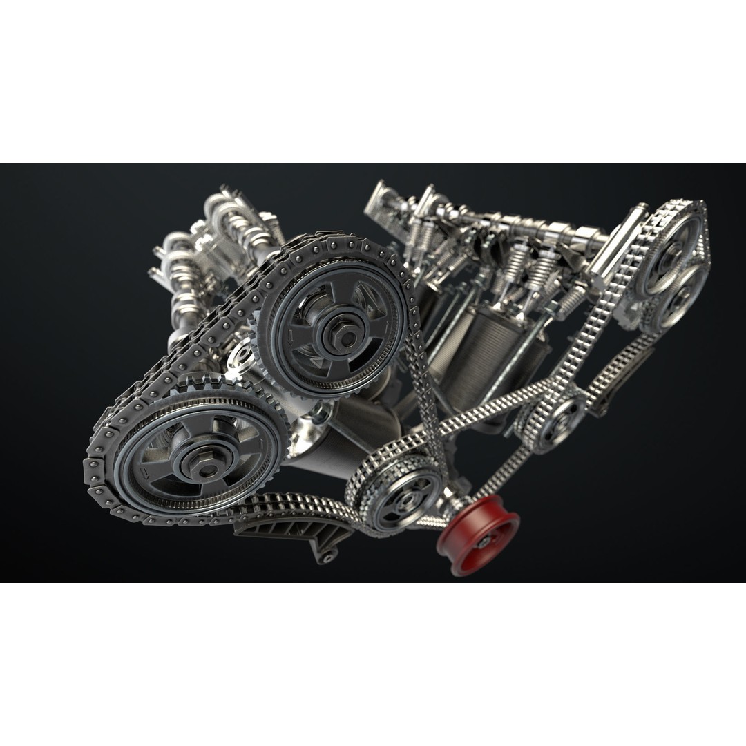 W8 Engine 3D Model – Animated Rigged Vehicle Part, PBR Textures - View 25