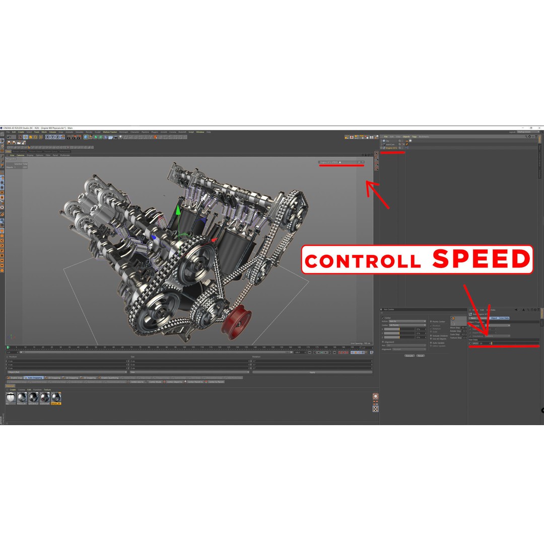 W8 Engine 3D Model – Animated Rigged Vehicle Part, PBR Textures - View 28