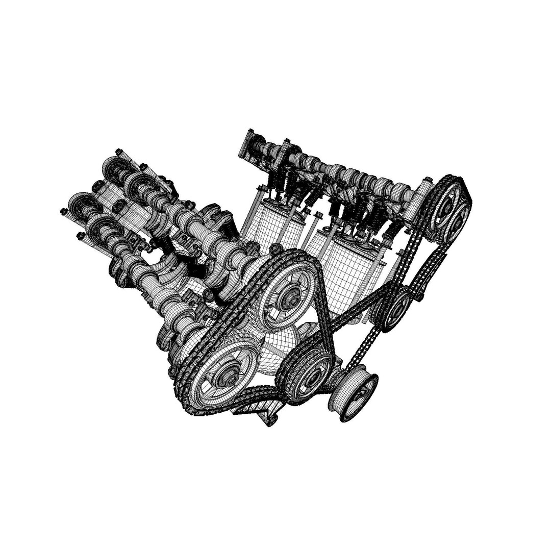 W8 Engine 3D Model – Animated Rigged Vehicle Part, PBR Textures - View 30