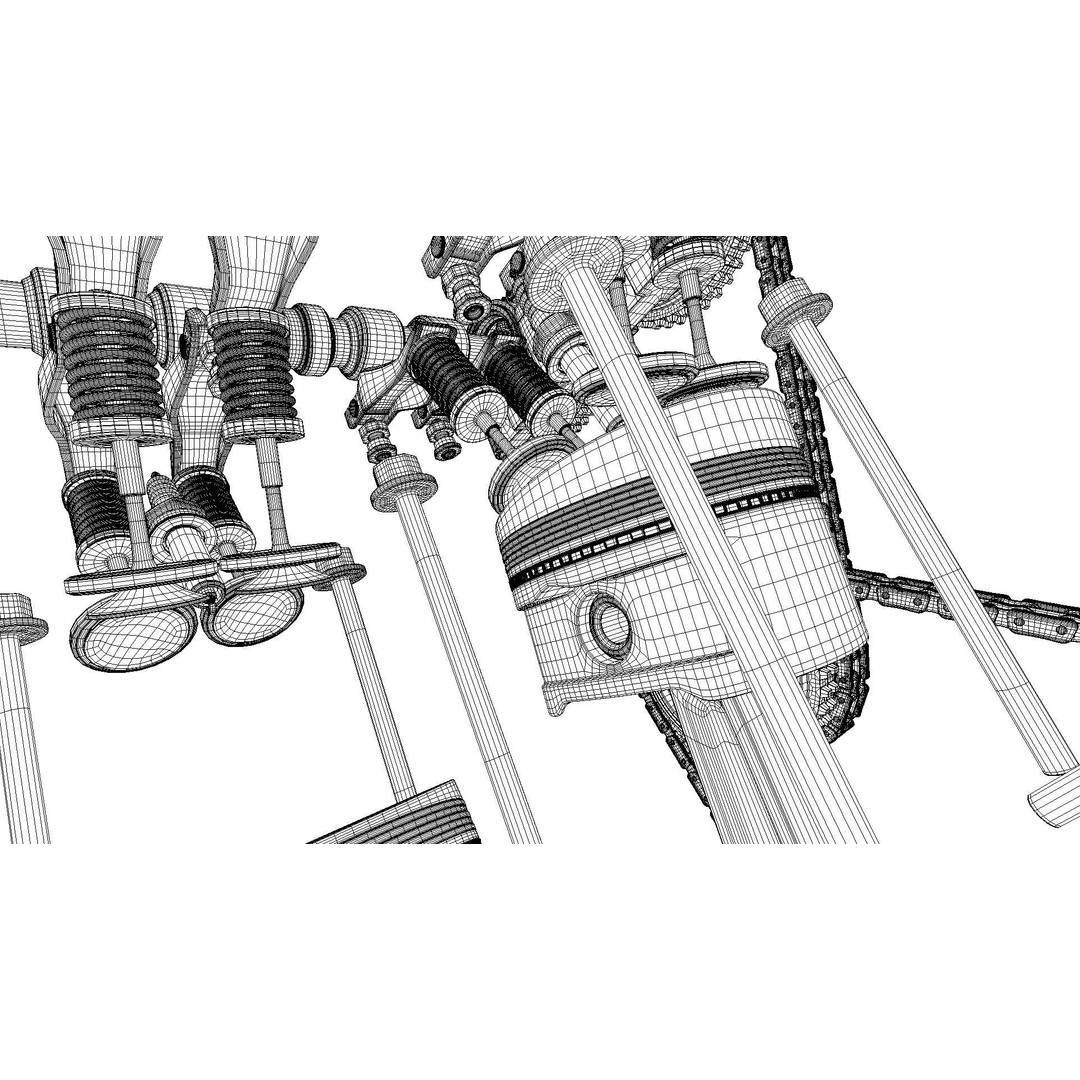 W8 Engine 3D Model – Animated Rigged Vehicle Part, PBR Textures - View 31