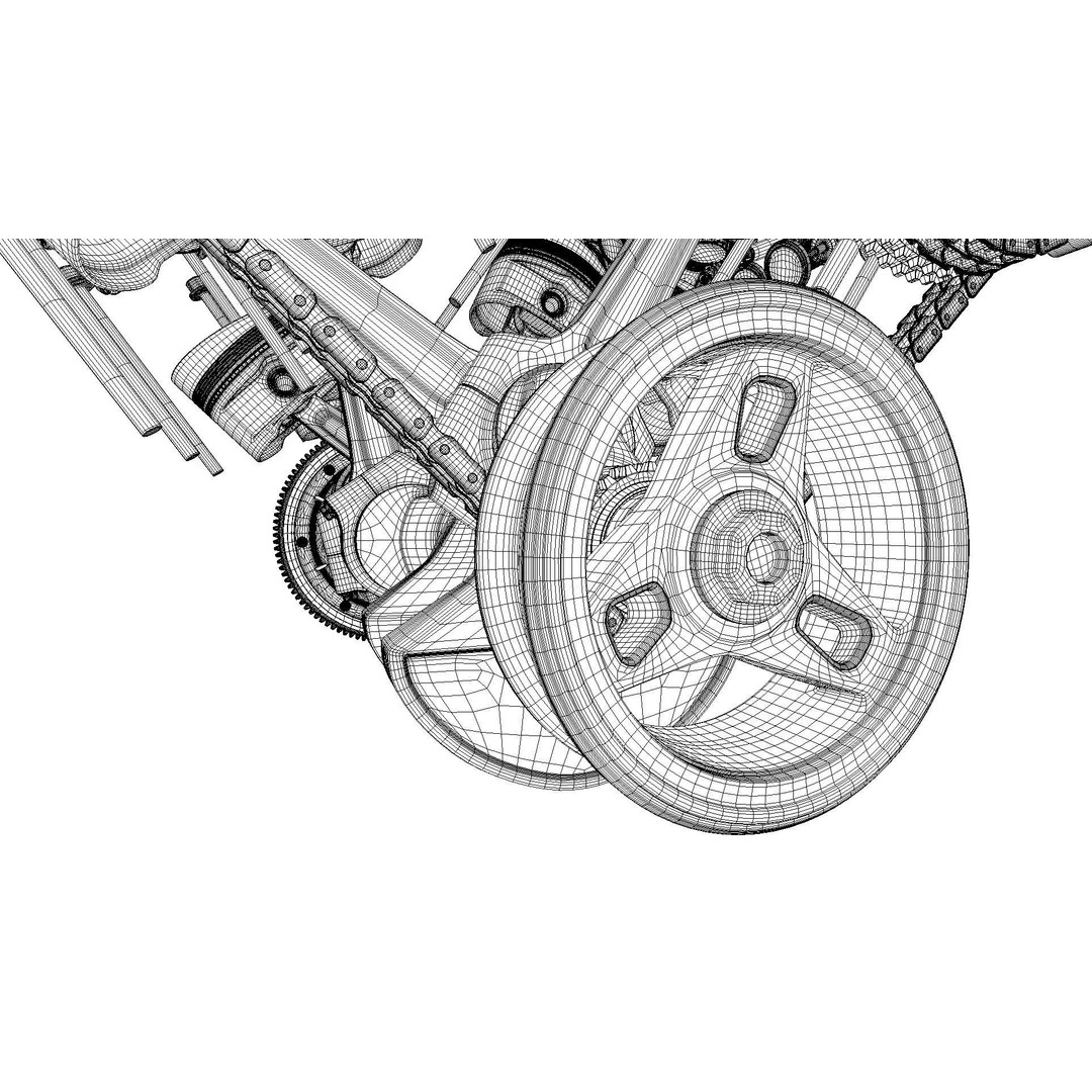 W8 Engine 3D Model – Animated Rigged Vehicle Part, PBR Textures - View 35