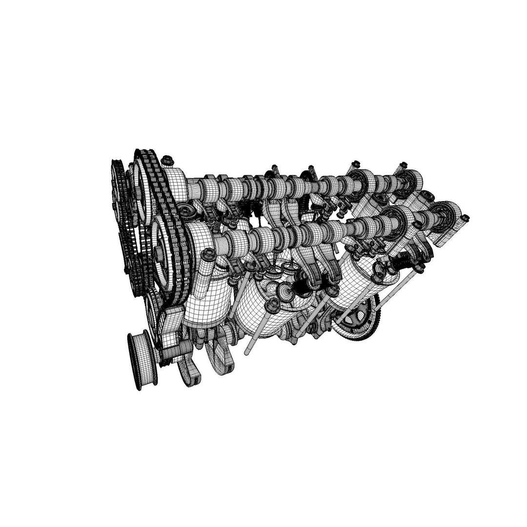 W8 Engine 3D Model – Animated Rigged Vehicle Part, PBR Textures - View 36