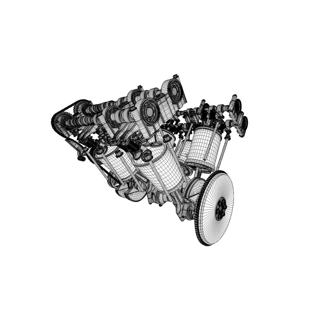 W8 Engine 3D Model – Animated Rigged Vehicle Part, PBR Textures - View 37