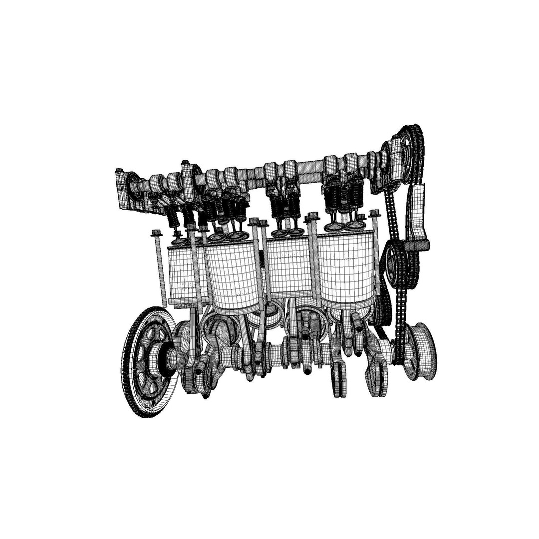 W8 Engine 3D Model – Animated Rigged Vehicle Part, PBR Textures - View 38
