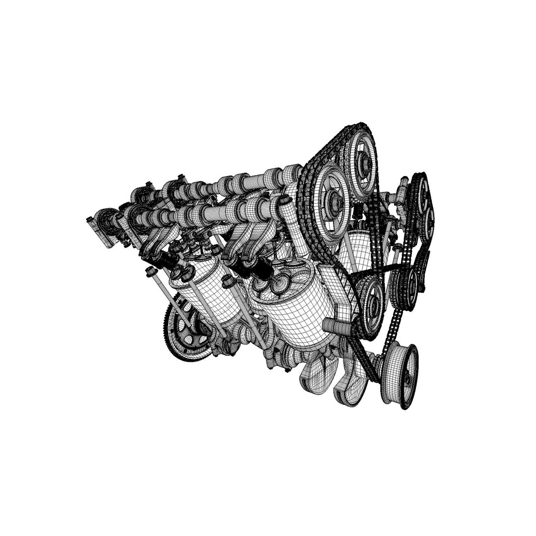 W8 Engine 3D Model – Animated Rigged Vehicle Part, PBR Textures - View 39