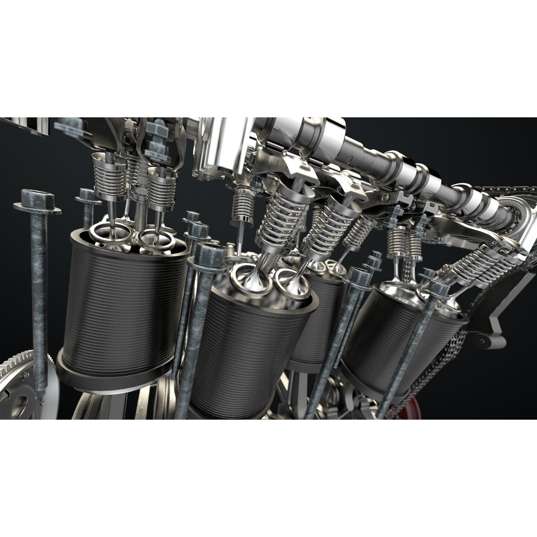W8 Engine 3D Model – Animated Rigged Vehicle Part, PBR Textures - View 4