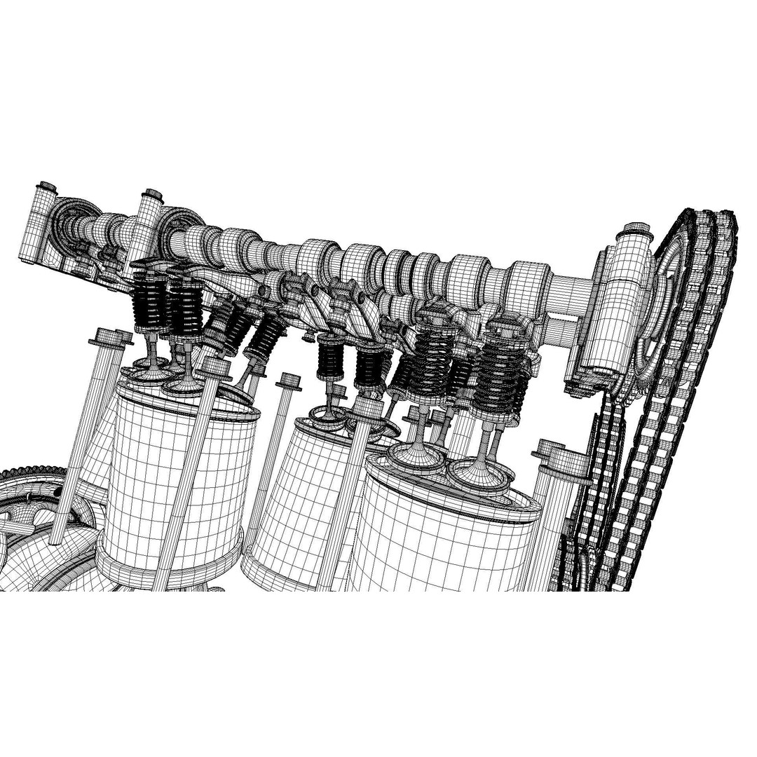 W8 Engine 3D Model – Animated Rigged Vehicle Part, PBR Textures - View 40