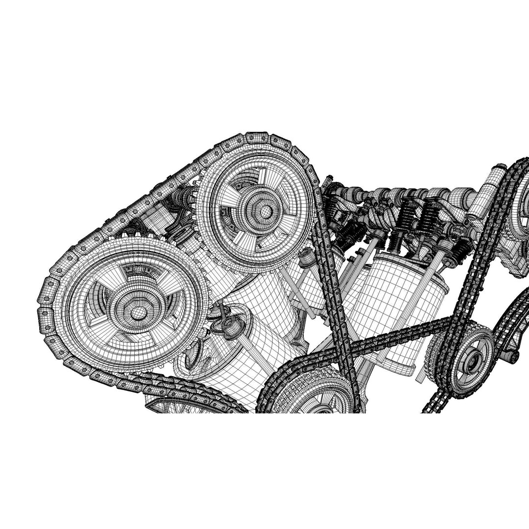 W8 Engine 3D Model – Animated Rigged Vehicle Part, PBR Textures - View 42