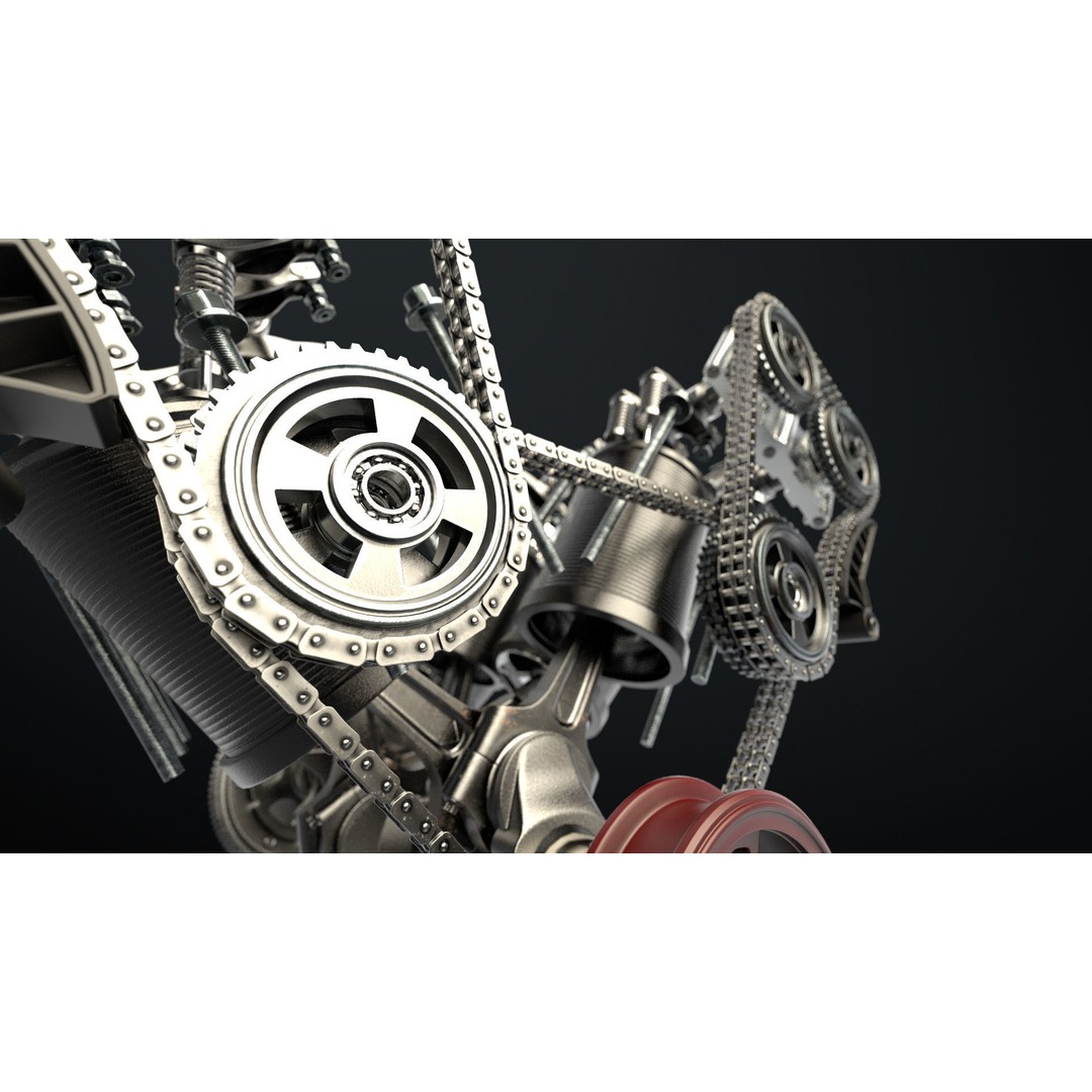 W8 Engine 3D Model – Animated Rigged Vehicle Part, PBR Textures - View 7