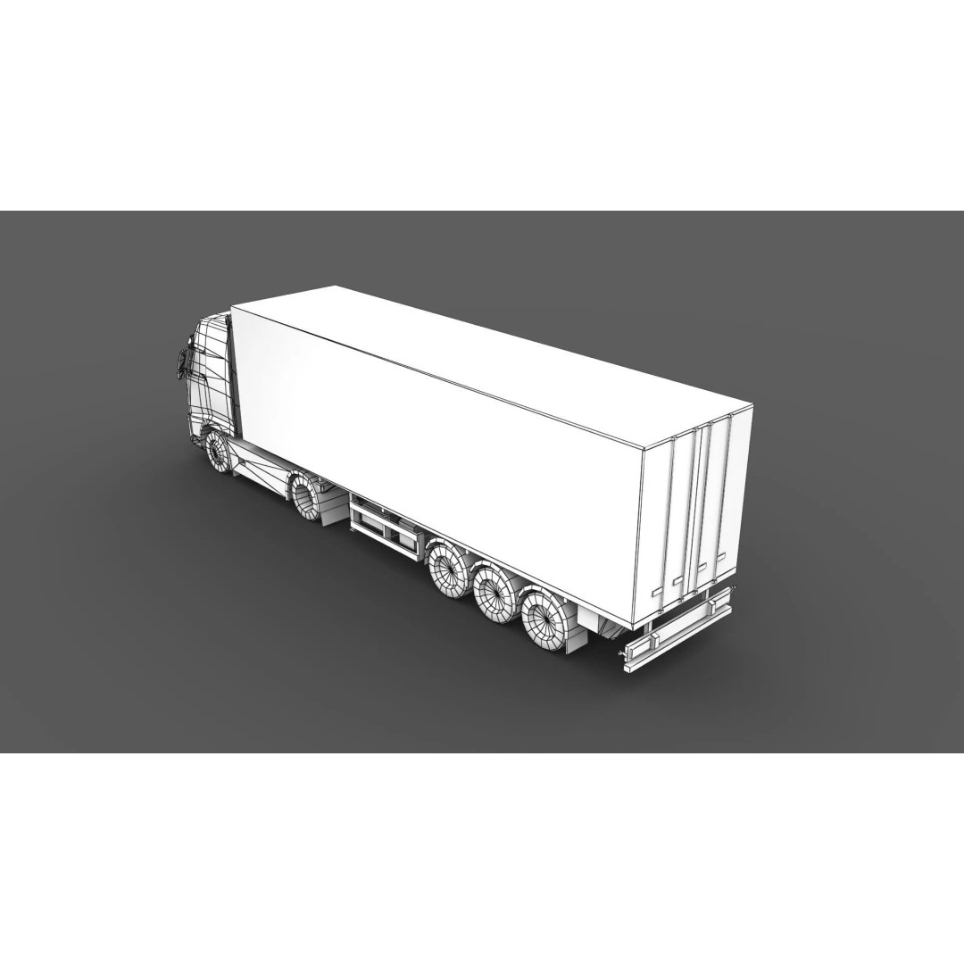 Big Truck 3D Model – Low Poly Game Asset with Openable Trailer