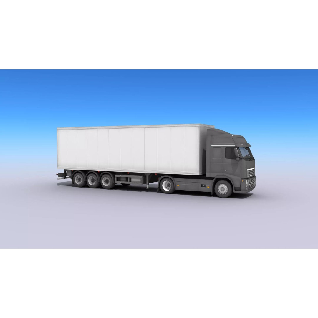 Big Truck 3D Model – Low Poly Game Asset with Openable Trailer - View 10
