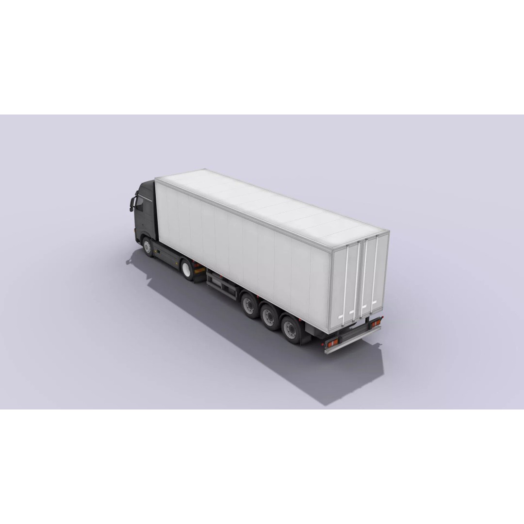 Big Truck 3D Model – Low Poly Game Asset with Openable Trailer - View 11