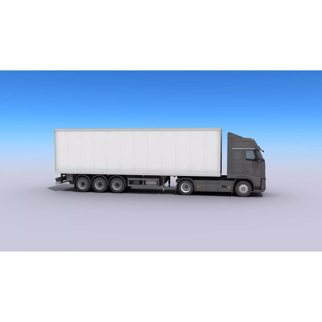 Big Truck 3D Model – Low Poly Game Asset with Openable Trailer - View 12