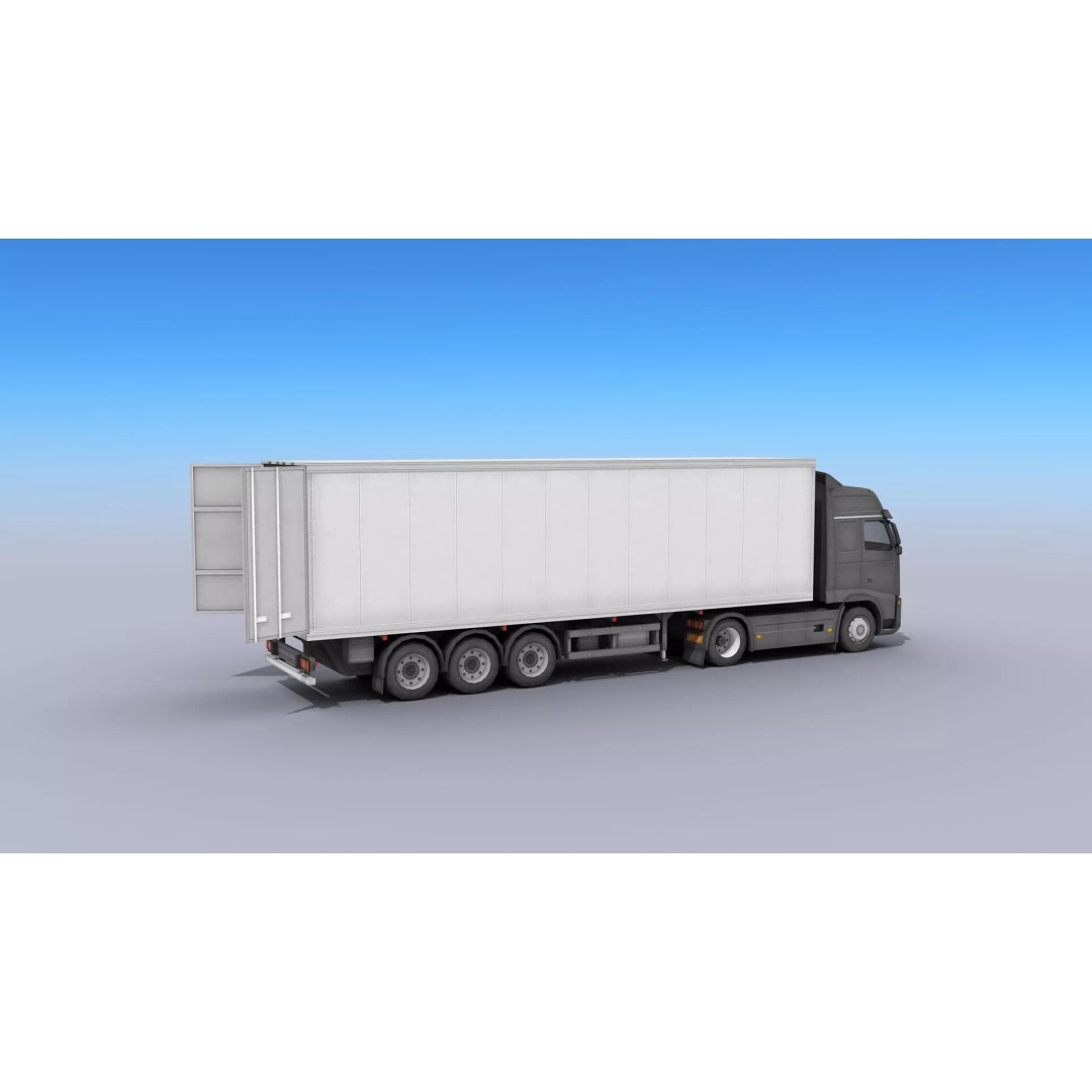 Big Truck 3D Model – Low Poly Game Asset with Openable Trailer - View 13