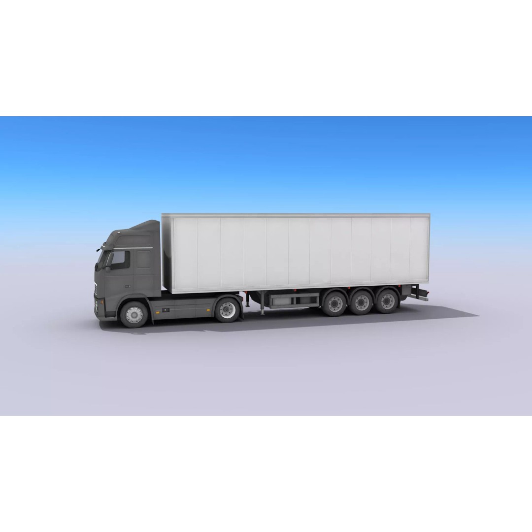 Big Truck 3D Model – Low Poly Game Asset with Openable Trailer - View 14