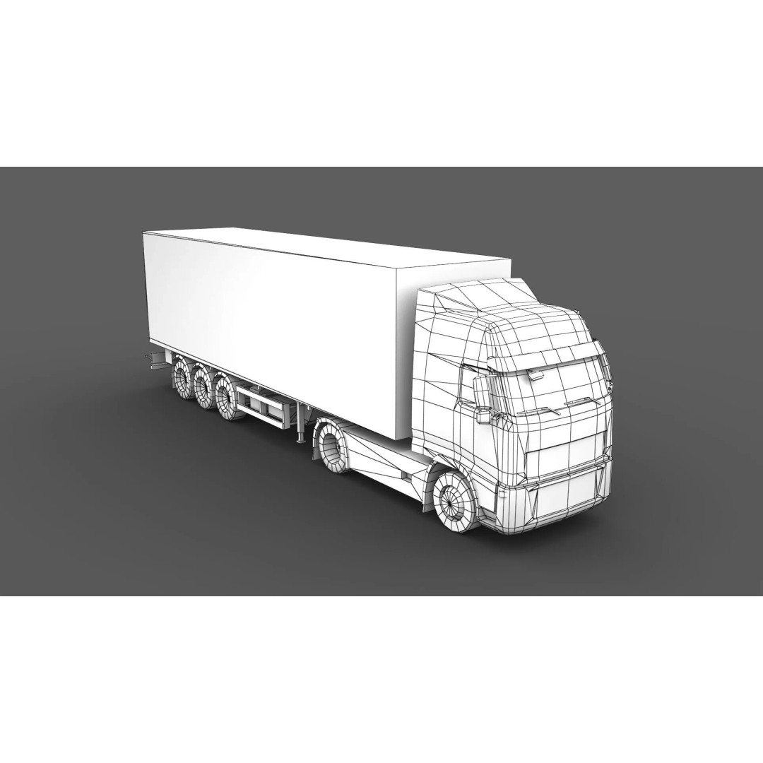 Big Truck 3D Model – Low Poly Game Asset with Openable Trailer - View 17