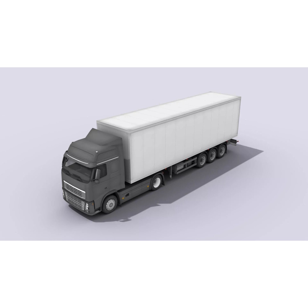 Big Truck 3D Model – Low Poly Game Asset with Openable Trailer - View 4