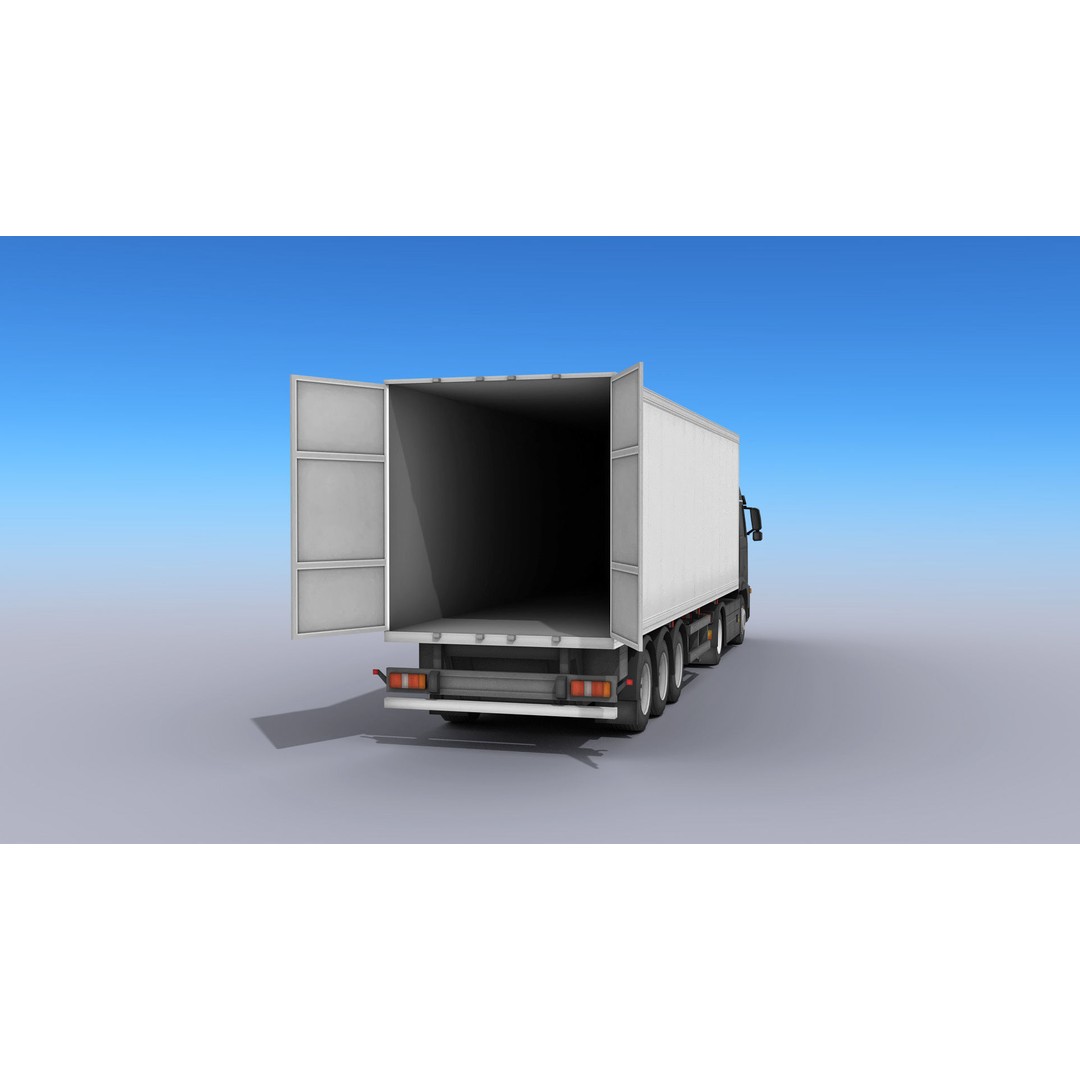 Big Truck 3D Model – Low Poly Game Asset with Openable Trailer - View 5