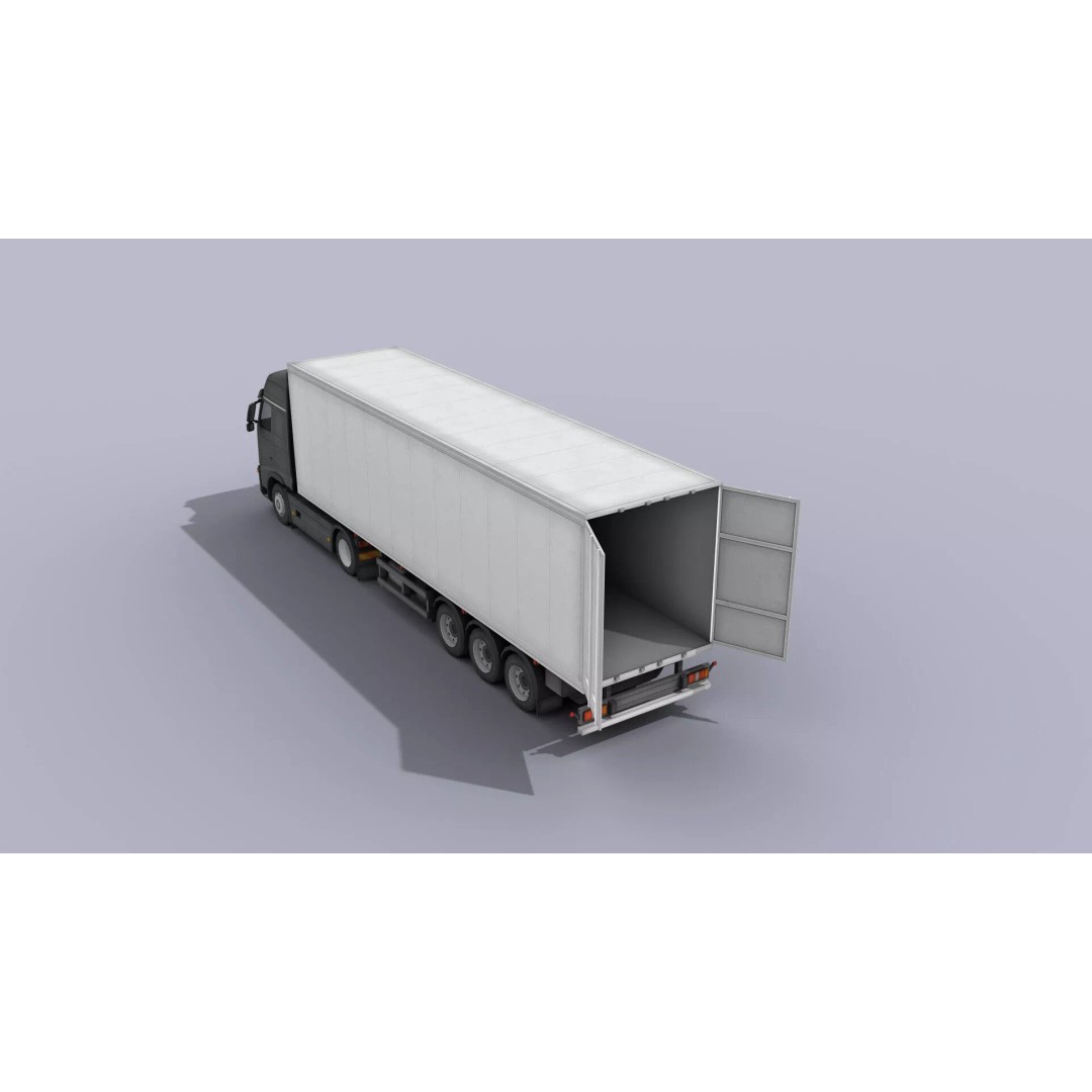 Big Truck 3D Model – Low Poly Game Asset with Openable Trailer - View 6