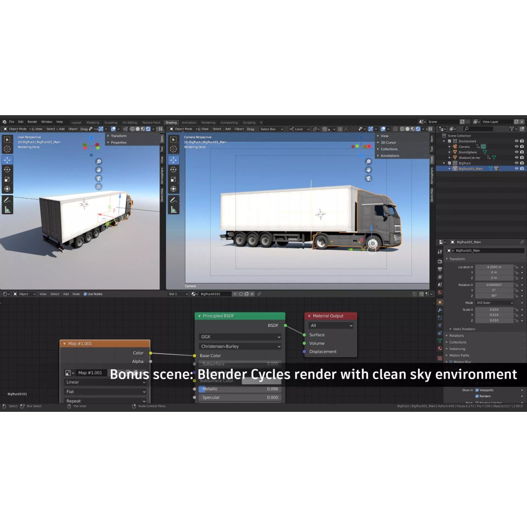 Big Truck 3D Model – Low Poly Game Asset with Openable Trailer - View 7