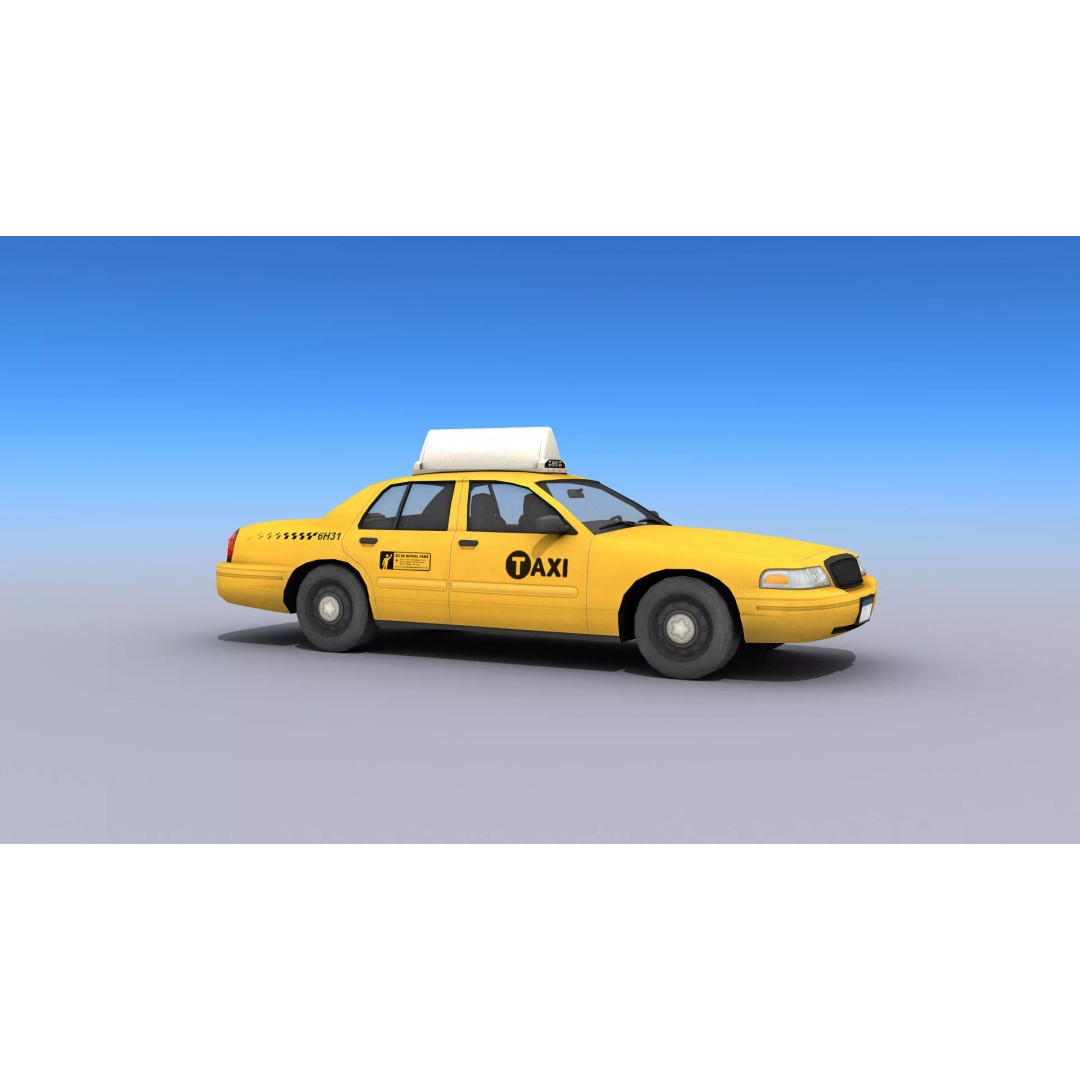 New York Taxi Car 3D Model – Low Poly Game Asset, FBX, Unity, Unreal - View 10
