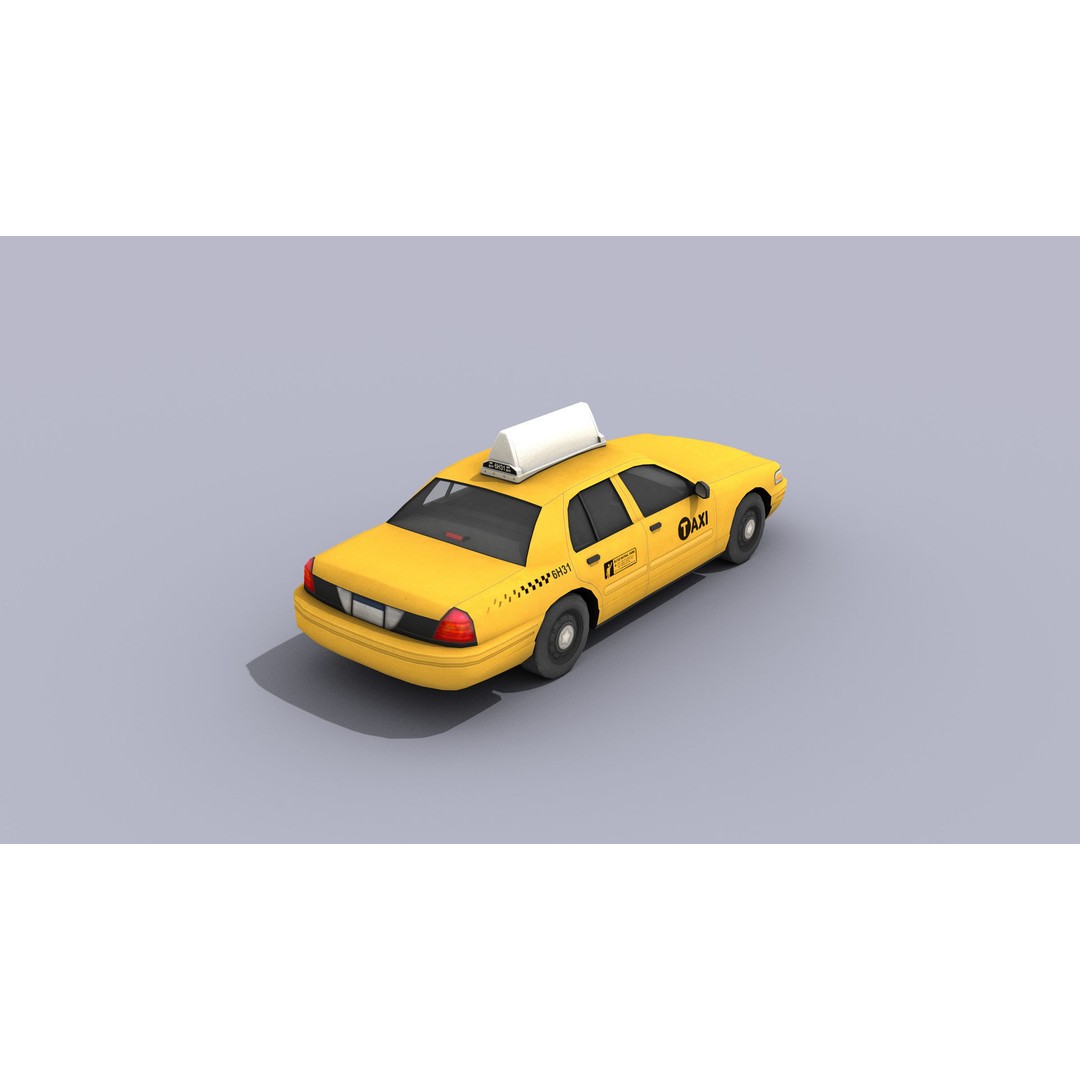 New York Taxi Car 3D Model – Low Poly Game Asset, FBX, Unity, Unreal - View 11