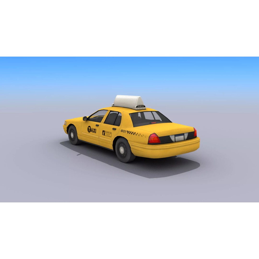 New York Taxi Car 3D Model – Low Poly Game Asset, FBX, Unity, Unreal - View 12