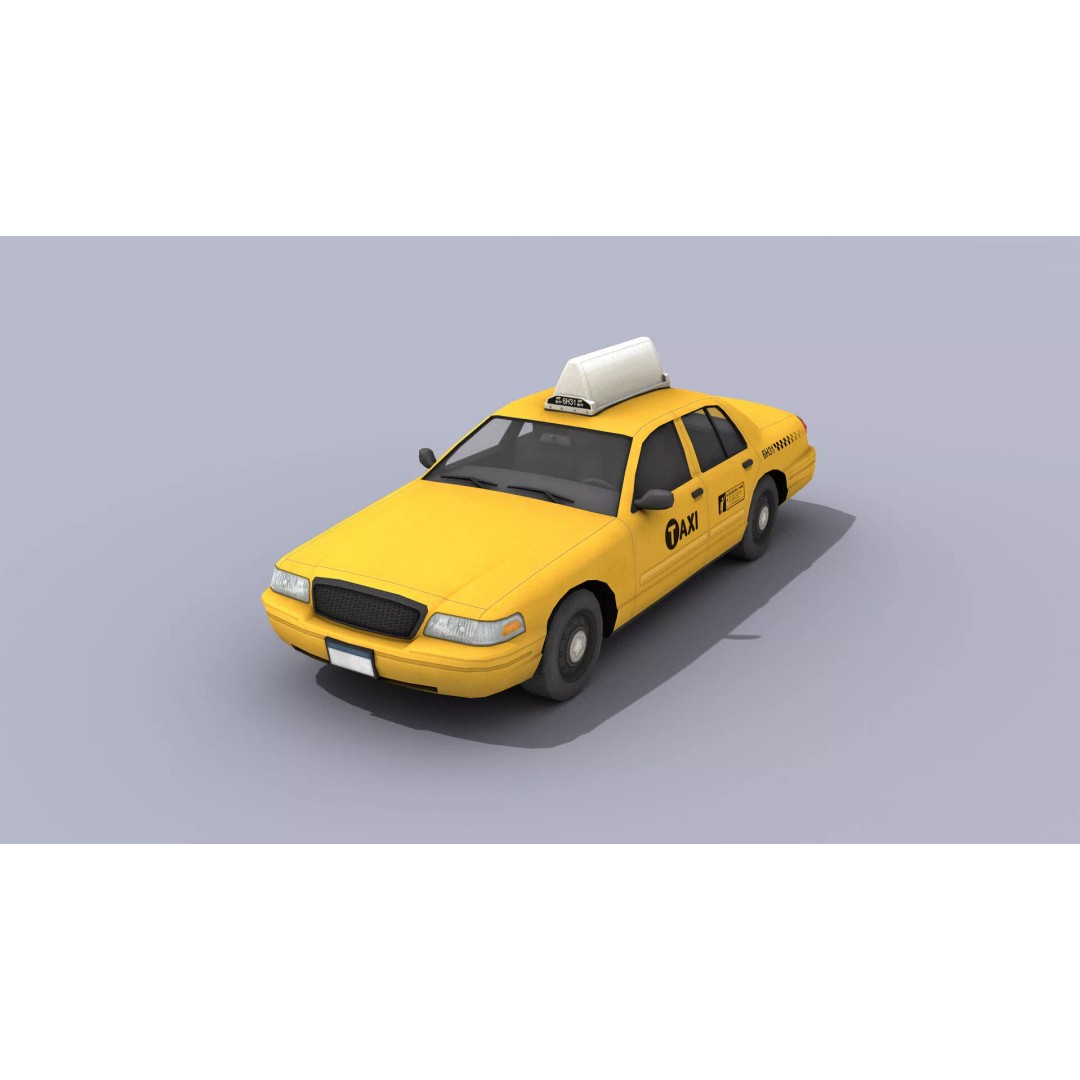 New York Taxi Car 3D Model – Low Poly Game Asset, FBX, Unity, Unreal - View 13