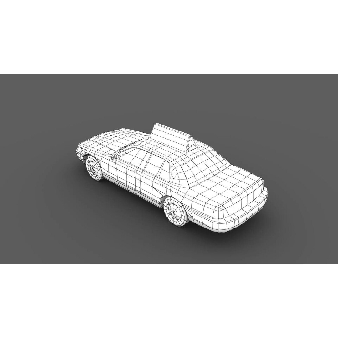 New York Taxi Car 3D Model – Low Poly Game Asset, FBX, Unity, Unreal - View 14