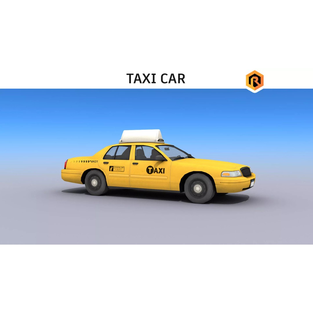 New York Taxi Car 3D Model – Low Poly Game Asset, FBX, Unity, Unreal - View 2