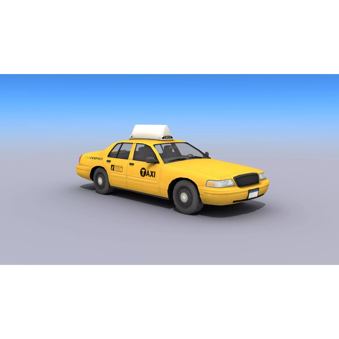 New York Taxi Car 3D Model – Low Poly Game Asset, FBX, Unity, Unreal - View 4